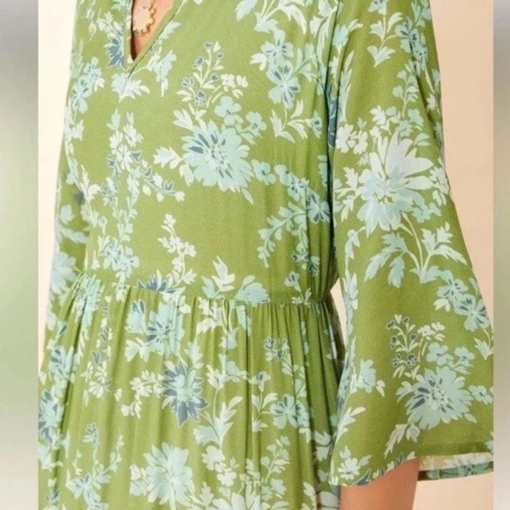 Spartina 449 Light Green Floral Maxi Dress - Picture 3 of 6